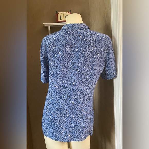 Vintage Liz Claiborne Collection 100% Silk Button Up Shirt Blouse Short Sleeve - Picture 4 of 11